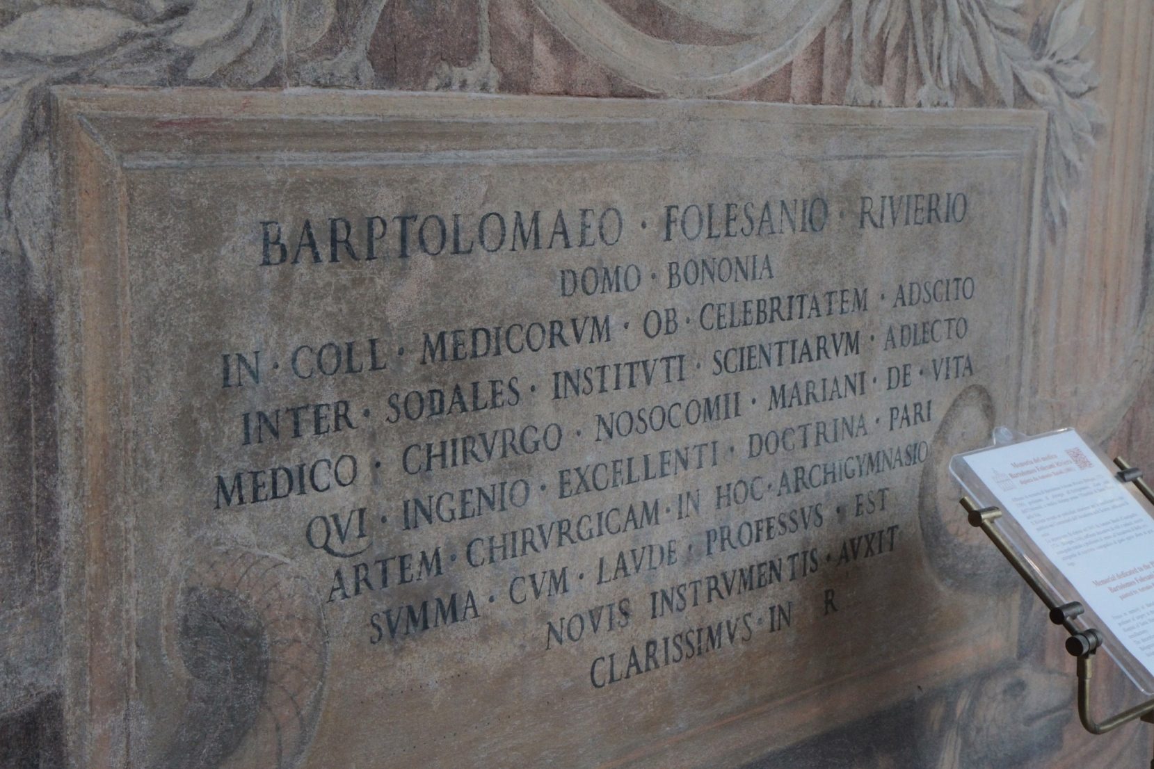 Bartolomeo Folesani Riviera's memorial, 1 FL, Palazzo Archiginnasio, Bologna - 04.JPG